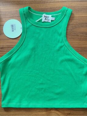 Princess Polly Green Ribbed Tank Top